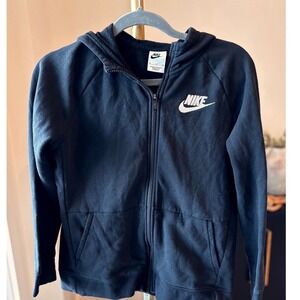 Nike Sportswear womens Full Zip Hoodie Black Fleece Raglan Sweatshirt XL